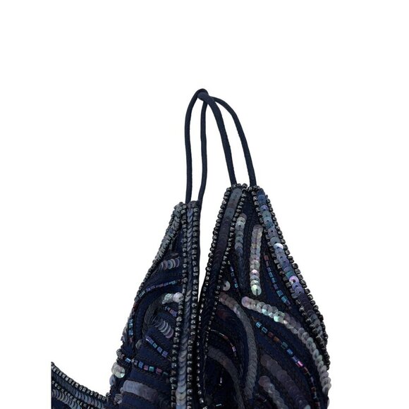 Escada Couture Navy Blue Sequin Beaded Cocktail Dress Bodycon Formal Size S - Picture 6 of 7